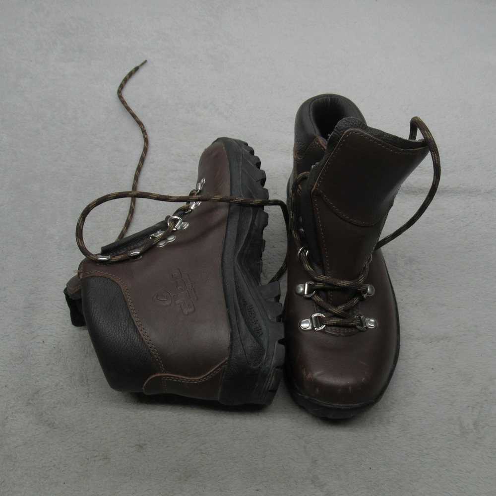 Alico  Womens 7 Hiking Boots Brown Leather Vibram Sole Lace Up Trail Vtg Italy